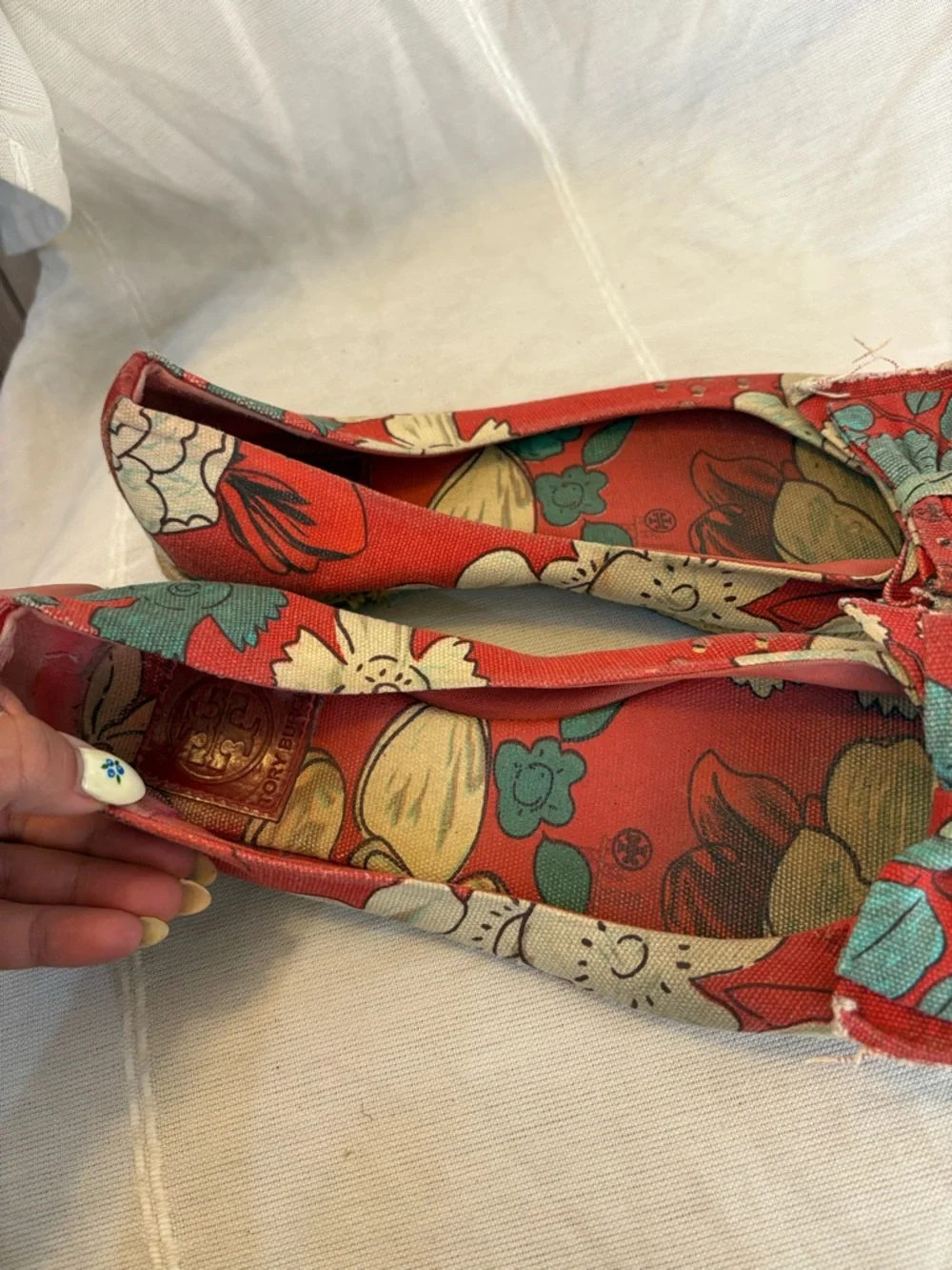 Tory Burch Tasmin floral canvas‎ espadrille flats.